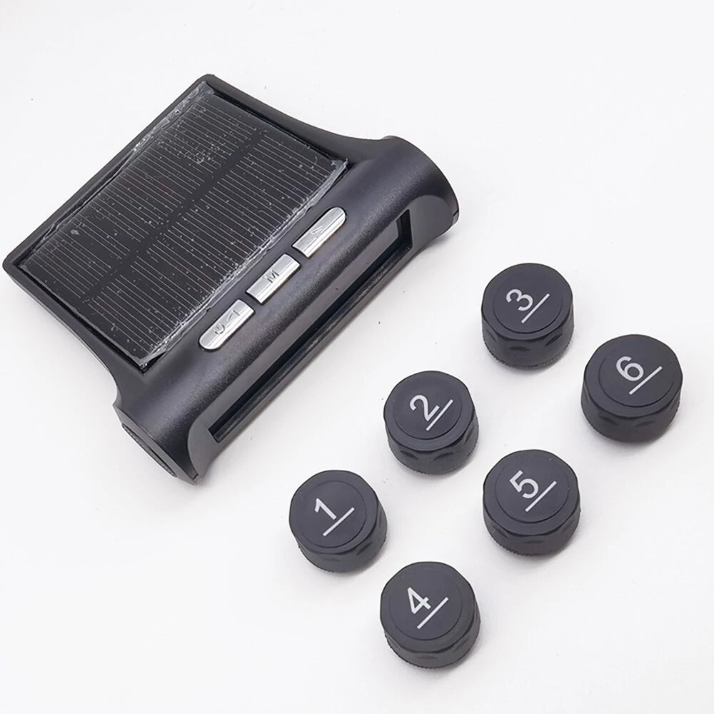 Solar Power Wireless Tire Pressure Monitoring System 6-Wheel External TPMS Tire Detector for Truck Bus Lorry