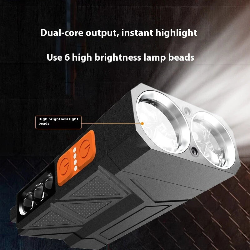 2000LM High Brightness Outdoor LED Flashlight with Sidelight Multi Light Source Strong Light Long-Range Emergency Charging Treasure Home Work Lighting Portable LED Torch