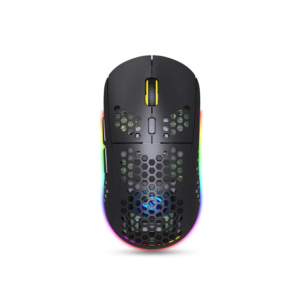HXSJ T90 2.4G Triple Mode Wireless Mouse 800-3600DPI Adjustable RGB Backlight 750mAh Type-C Rechargeable Gamer Mouse