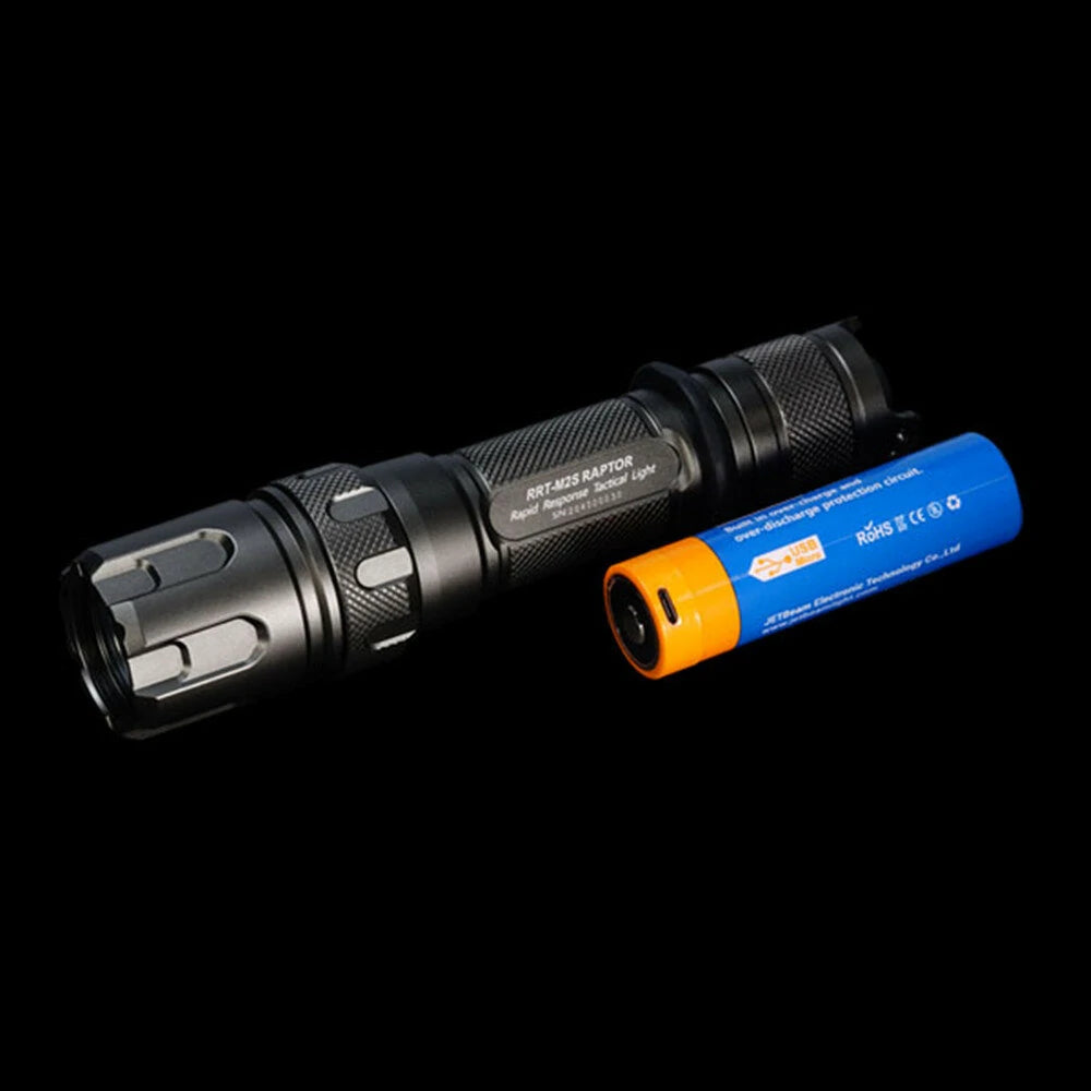JETBeam RRT-M2S WP-T2 1KM Rotary Switch Long Throwing 480LM LEP Spotlight IPX8 Waterproof Tactical Search Flashlight With USB Charging 21700 Battery