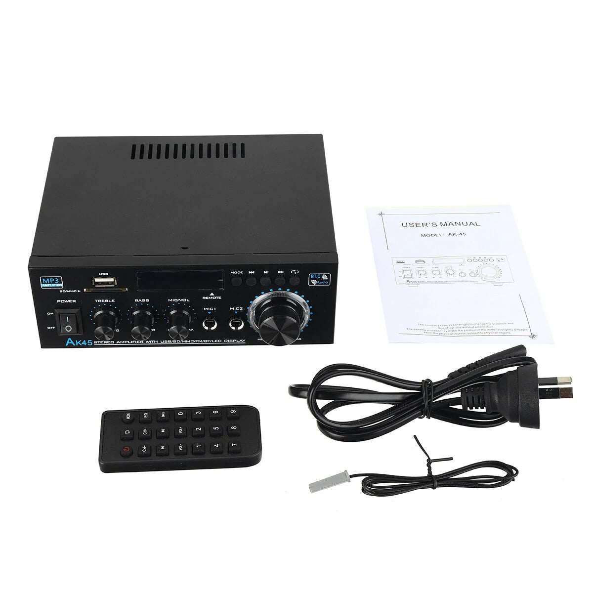 AK45 Power Amplifier bluetooth HiFi Digital Amplifier Max Power 90Wx2 Channel 2.0 Surround Sound AMP Speaker for Home Car