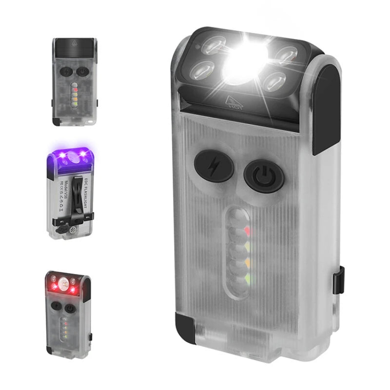 SEEKNITE V30 1000LM EDC LED Keychain Flashlight Power Bank UV Magnetic Beep Clip USB-C Rechargeable Camping Fishing Emergency Alarm Torch