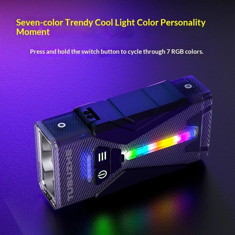 BIKIGHT SD-M19 5000LM Multiple Light Sources Flashlight with RGB Side Light Magnetic Adsoption Type-C Rechargeable Super Bright LED Torch Waterproof Outdoor Camping Emergency Work Lamp