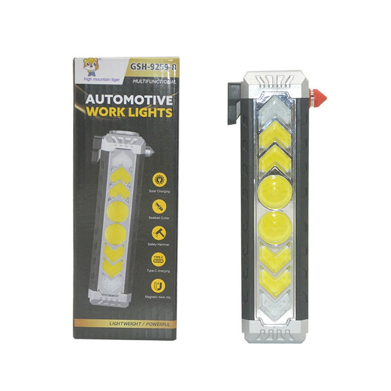 Portable COB Solar Work Light Rechargeable LED Flashlight Super Bright Camping Waterproof Car Repair Lamp With Hook Magnetic