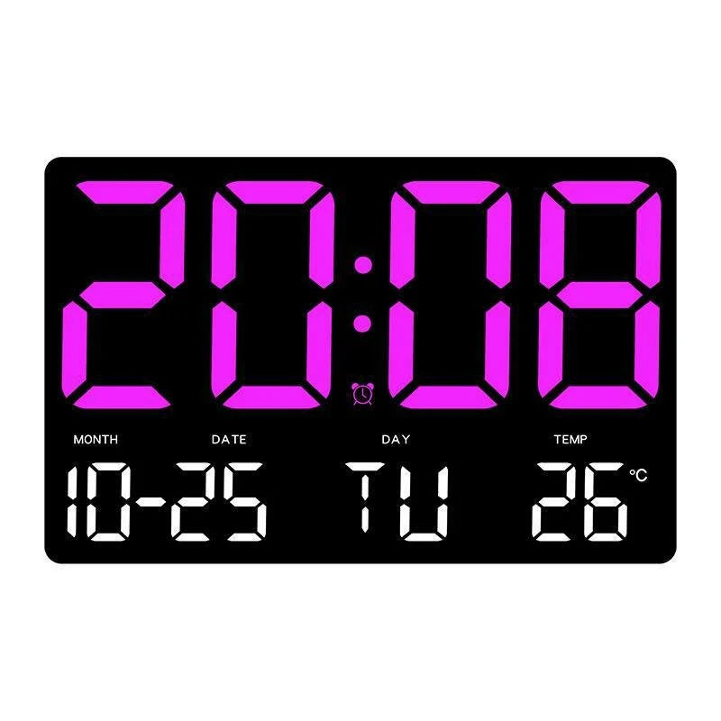 AGSIVO Large Digital Wall Clock Alarm Clock Large LED Display with Remote Control / Adjustable Brightness / Indoor Temperature / Date / Week / 12/24H For Home Office Classroom