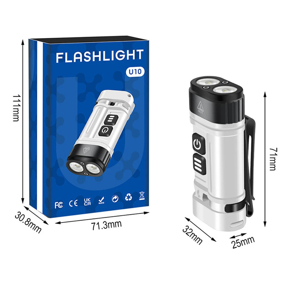 SEEKNITE U10 410LM Aluminum Alloy EDC Keychain Flashlight Built-in 14500 Battery High Power LED Torch USB Rechargeable Portable Magnetic Clip Light