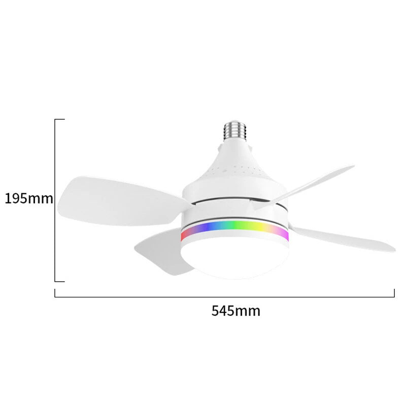 LED E27 Ceiling Fan Light Dimmable with Remote Control 3-Speed RGB Mood Lighting 3 Color Temperature Quiet Operation