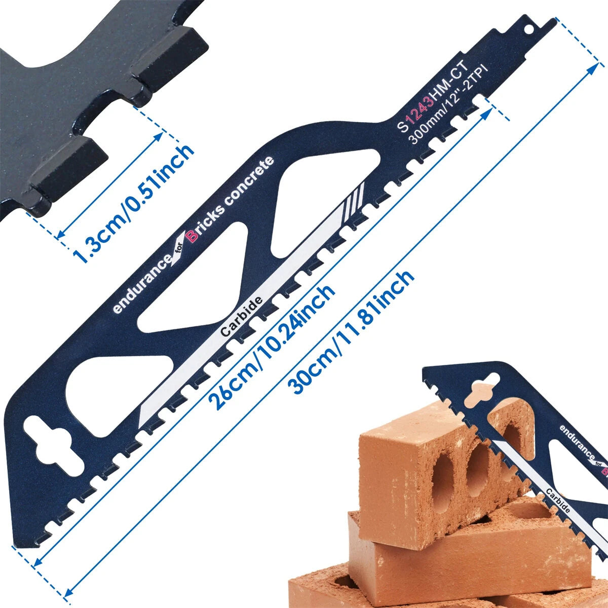 12 Inch 18 Inch Tungsten Carbide Alloy Reciprocating Saw Blade for for Hollow Cement Brick / Porous Concrete / Fiber Cement / Cutting Wood / PVC Tube