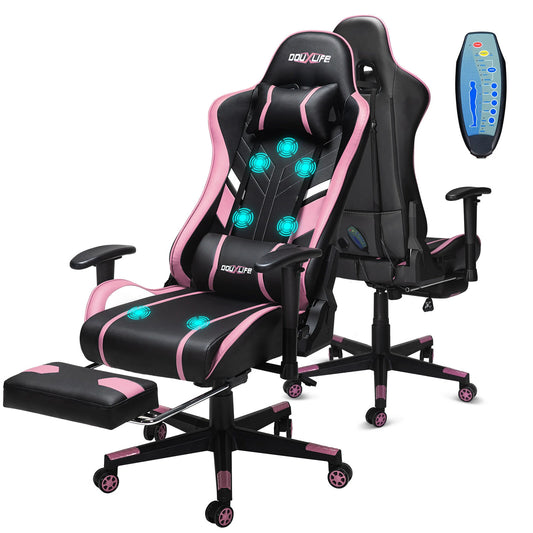 Douxlife GC-RC03 Series Gaming Chair with 7 Point Massage Ergonomic High Back Design Lumbar Relax New Customized PU Massage Computer Office Chairs 2025
