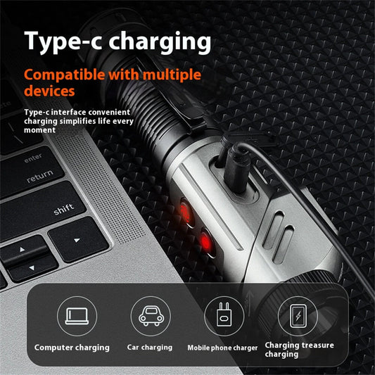 Bikight 1500 Lumens L-shape 21700 LED Flashlight 90 Swivel Emergency Magnetic Work Lamp 21700 Rechargeable Flash Light Outdoor Tactical Corner Light LED Torch