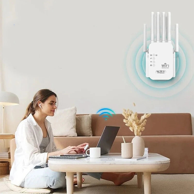 1200Mbps Wireless WiFi Repeater 2.4G&5.8G Signal Router 802.11N Long Range Wireless WiFi Extender Amplifier WIFI Booster with 6 Antennas