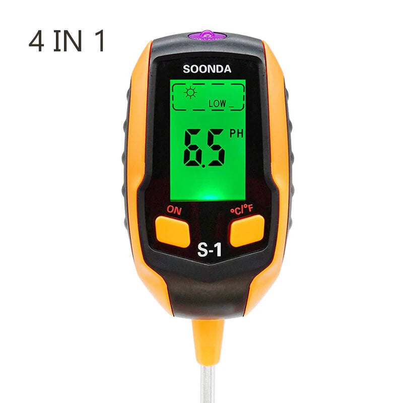 4-in-1/5-in-1 Soil Tester with pH Temperature Moisture Sunlight and Air Moisture Detection Quick Accurate LCD Display Ideal for Home Garden Farm Potted Plants and More