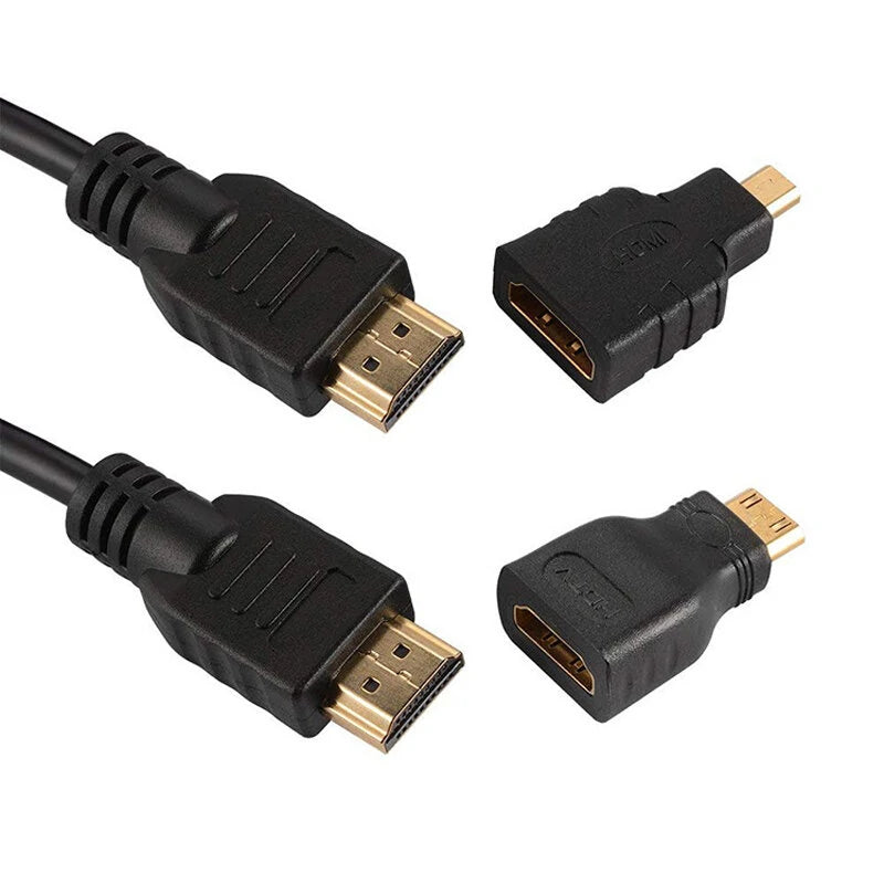 3 in 1 1.5m HDMI HD Cable Micro HDMI Connector HDMI Adapter 4K HD Cable for PS3 HDTV DVD XBOX PC Pro