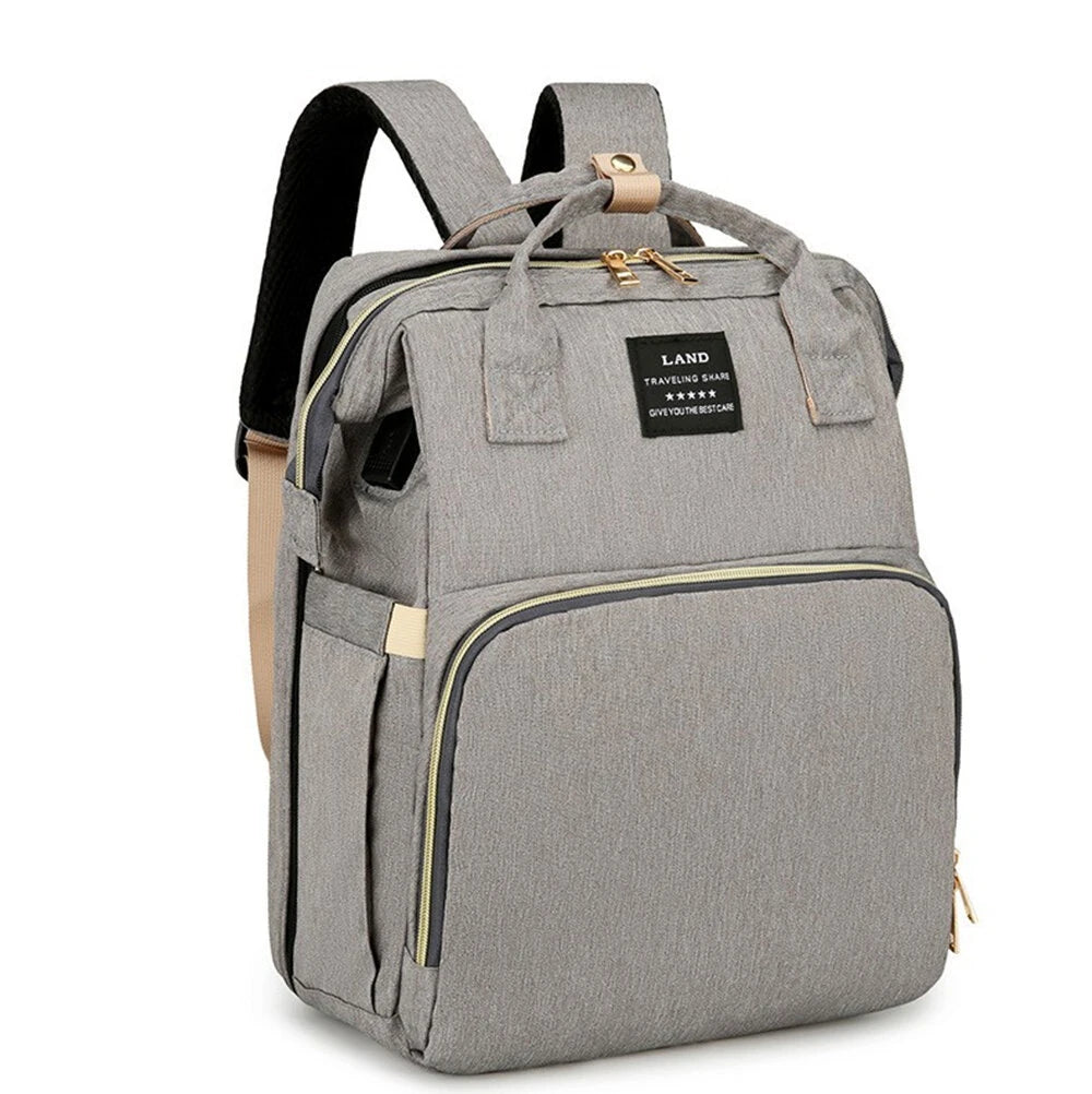 Foldable Baby Bed, Multifunctional Mommy Backpack, Large Outdoor Baby Changing Bag Tote, Stylish & Practical Diaper Backpack
