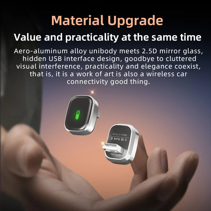 BABAOLONG Smart Car Connected Box Wireless Android Auto CarPlay BT 4.2 Chip 5.8GHz Dual-Band SOC Compact Plug and Play Hidden USB Design Safe Driving Voice Assistant