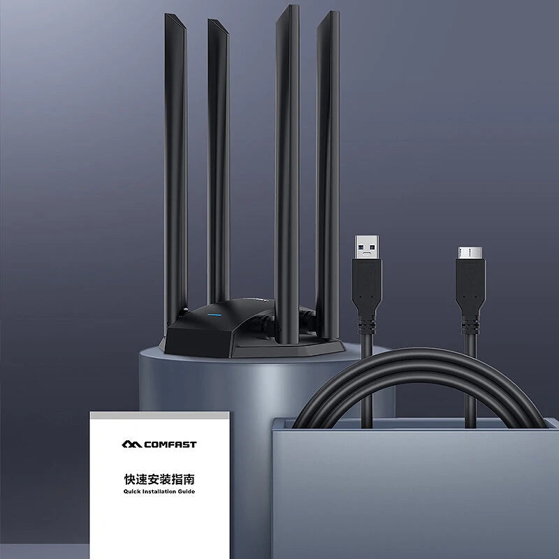 COMFAST CF-WU785AC 1300Mbps Wireless Network Card 2.4G/5GHz Dual Band USB WiFi Receiver Adapter with 4*6dbi High Gain Antenna