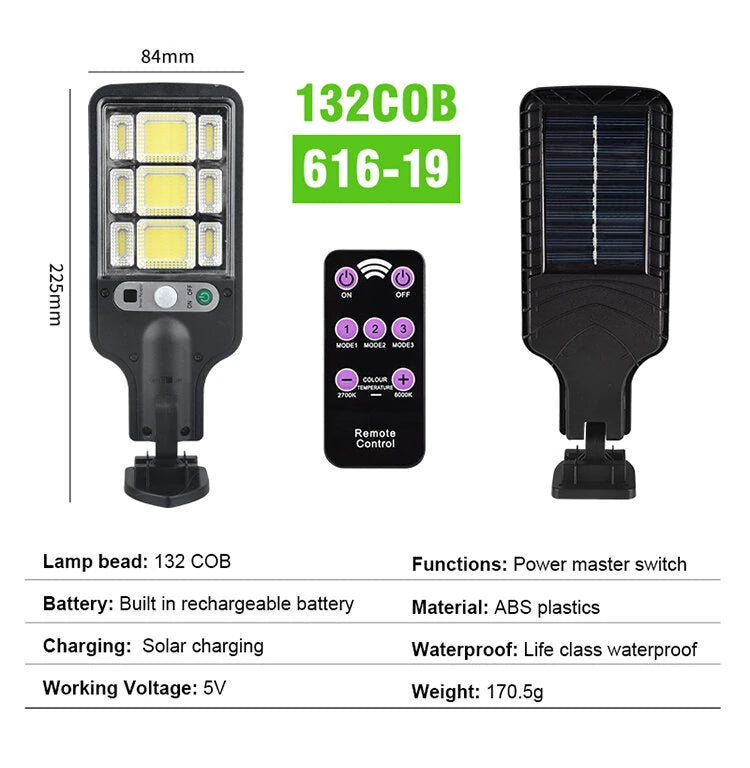 Outdoor LED Solar Street Light Human Sensing Garden Wall Light Waterproof With Remote Control Garden Dew Lamp