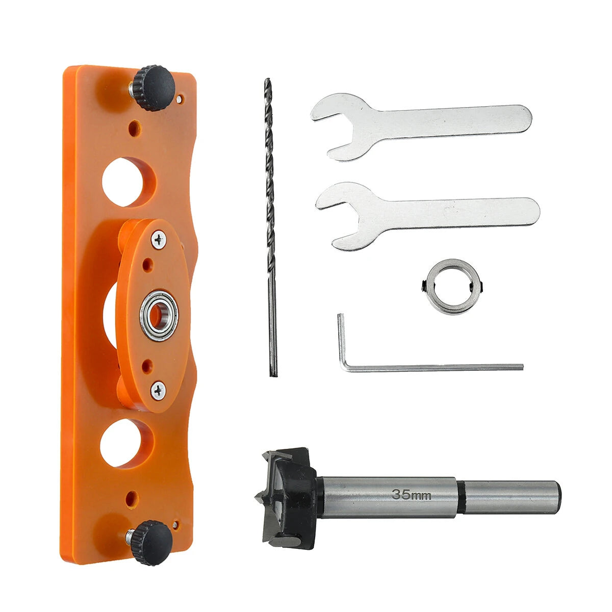 35mm Hinge Hole Drilling Guide Jig Cabinet Door Hinge Positioning and Punch Locator Woodworking Tool with Low Noise High-Speed Rotation Bearing