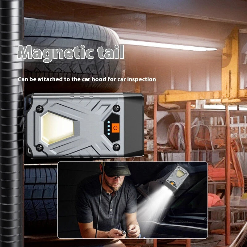 Bikight SD12 Dual Light LED Keychain Flashlight With COB Sidelight Multifunctional Clip Headlamp Magnetic Maintenance Light Outdoor Camping Tent Light USB Rechargeable LED Work Lamp