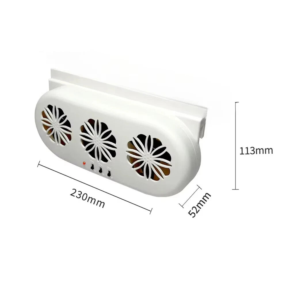 Solar-Powered Car Vent Fan 3 Head Car Exhaust Fan Electric Cooling Fan USB Charging Window Ventilator Front Rear Seat Purifiers Radiator