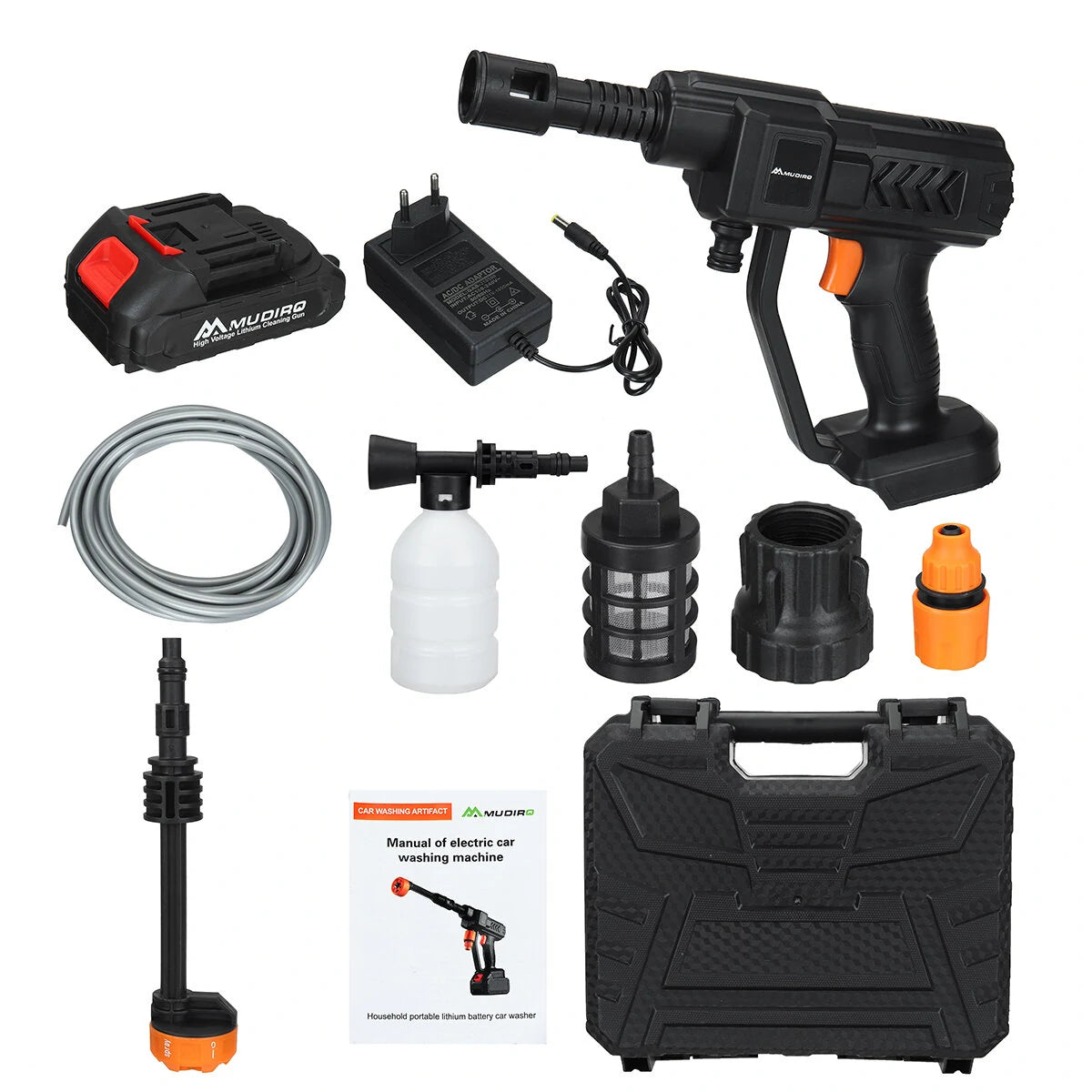 Cordless High Pressure Washer 52bar/754psi 400W Car Spray Cleaner Washing Machine 6 In 1 Water Sprayer EW-S02 21V/0.5A 12000mAh