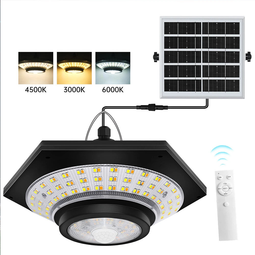 228LED Motion Sensor Solar Pendant Light Outdoor Waterproof with Remote Control 3 Modes Garden Light
