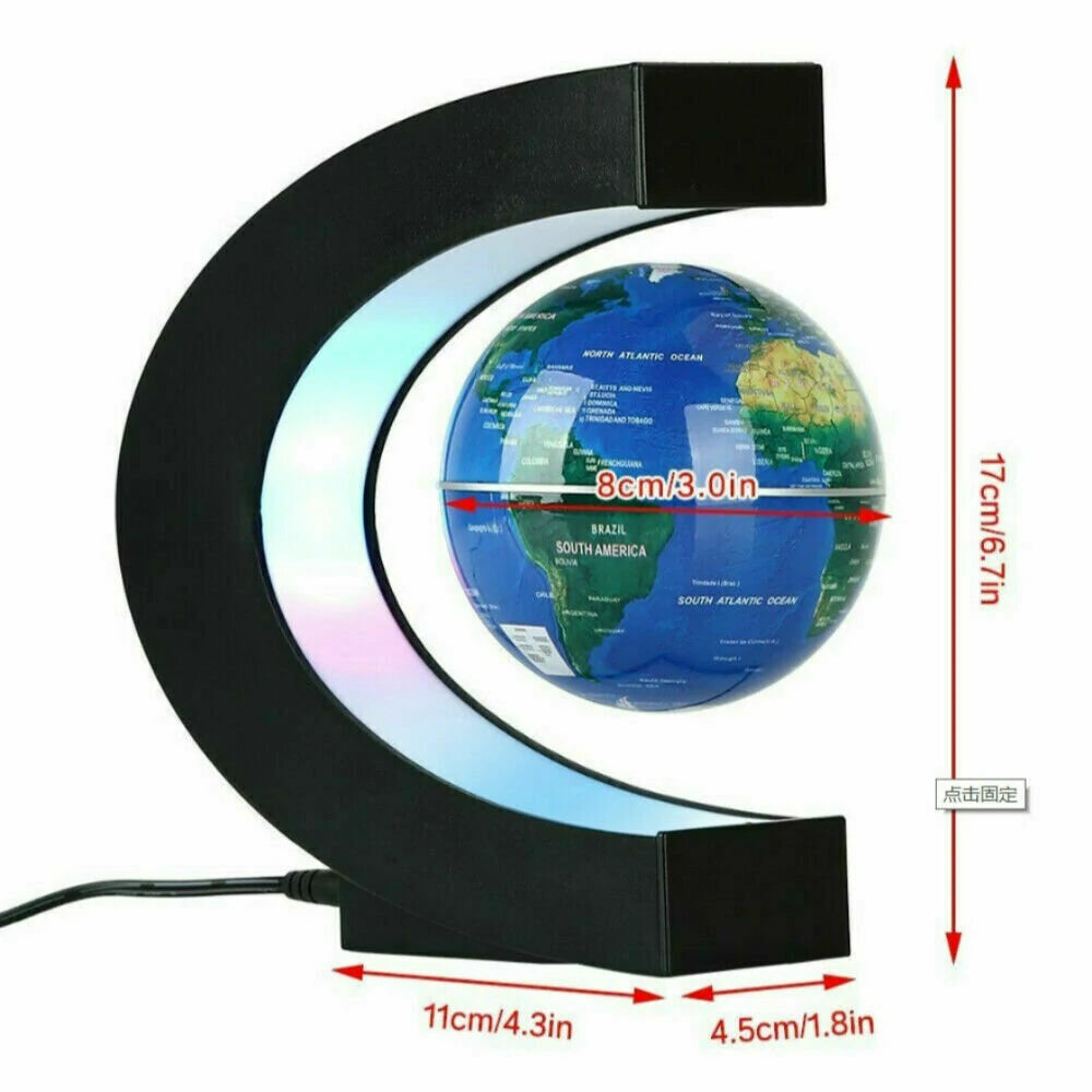 Magnetic Levitating Globe World Map with LED light Home Office Decoration Educational Gifts for Kids US Plug