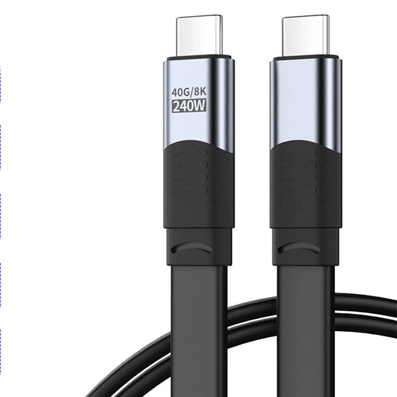 USB4 Full Function Flat Data Cable 40Gbps Data Transfer 240W PD Fast Charging 8K Video Output Thunderbolt4 Compatible Cables