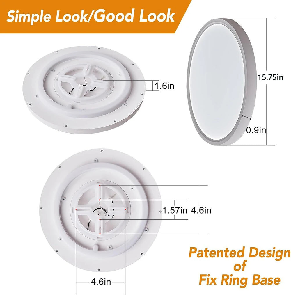 36W 40cm Smart LED Ceiling Light Dimmable 2700K~6500K With RGB Ambient Light Works with Alexa Google Home for Bedroom Living Room