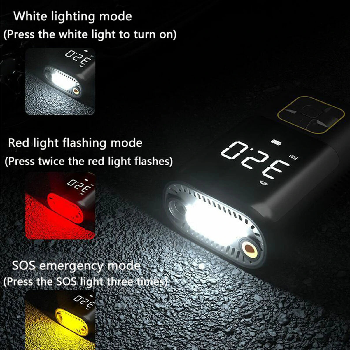 TUERBB T-AP71 150PSI Portable Cordless Inflatable Pump Car Air Compressor Tire Inflator with Digital Display