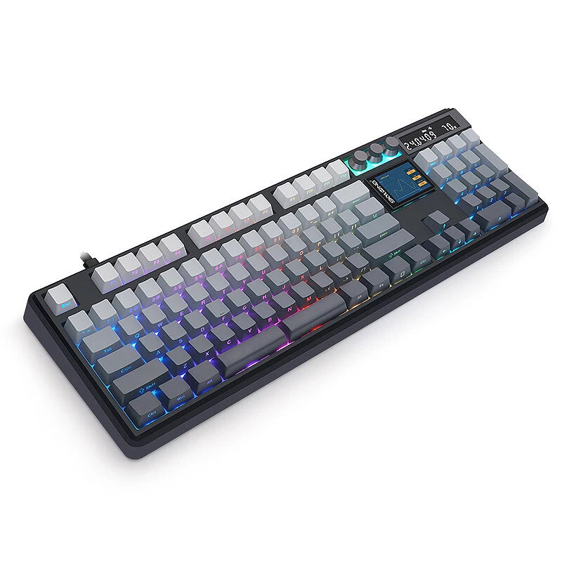 SKYLOONG GK104 Pro Tri-mode Mechanical Keyboard with Dual Screen Display 3 Knobs Hot-Swappable RGB Gasket Structure KTT Switch 2.4G/bluetooth 5.1/Wired Gaming Keyboard