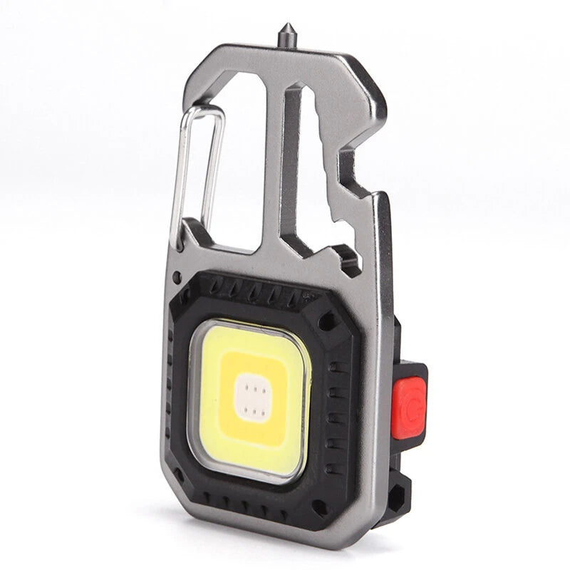 Mini LED Flashlight Work Light Portable Pocket Flashlight Keychains USB Rechargeable for Outdoor Camping Small Light Corkscrew