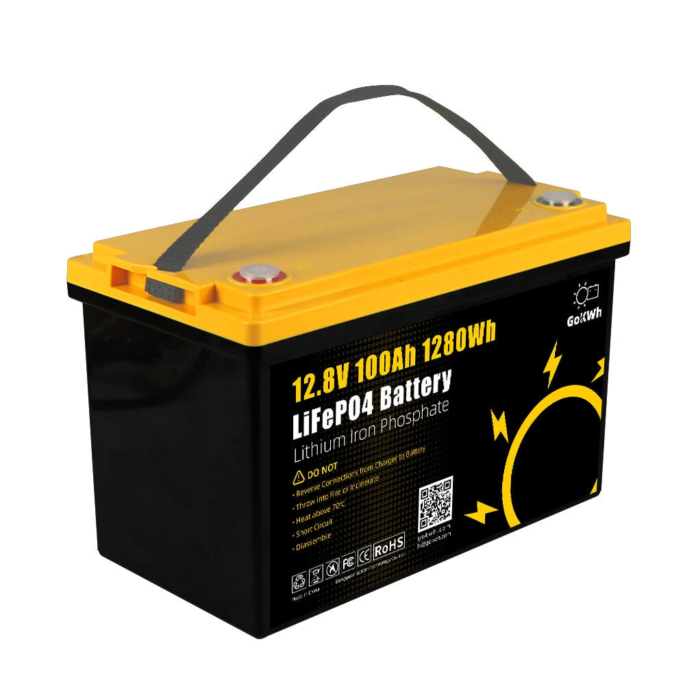 Gokwh 12V 100AH LiFePO4 Lithium Battery 1280Wh Energy Storage Box Battery Pack Series Built-in Smart bluetooth BMS