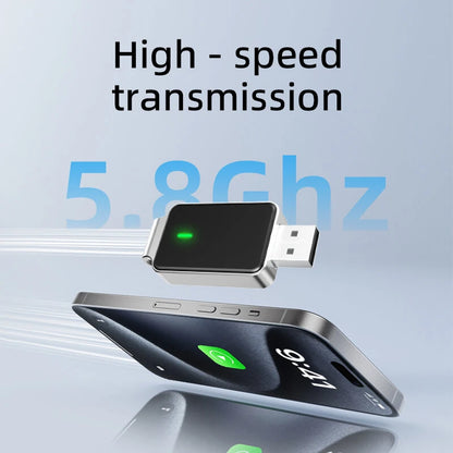 BABAOLONG  2 in 1 Wireless Carplay & Android Auto Adapter, Convert Wired to Wireless Adapter for Apple Carplay with Fast Stable 5.8Ghz WiFi Bluetooth Connection