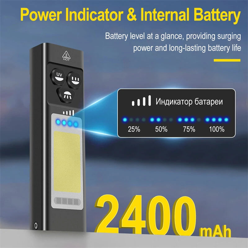 SEEKNITE U7 SST40 1100LM Rechargeable EDC Flashlight With 365nm UV, White LED Combo and RGB Light USB C Rechargeable Portable Pocket Lights Mini Torch with Magnetic Tail Triple Sources for Outdoors Emergency Working