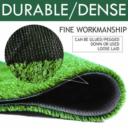 Premium Quality UV Resistant Artificial Grass Mat 15mm Thick Fire Retardant PP+PE Material Easy Clean Cut to Fit Indoor Outdoor Use Durable Lawn Decoration Green