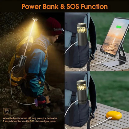 Bikight YL-301 Height Adjustable Telescopic Camping Light 10000mAh USB Rechargeable Portable LED Work Light Magnet Tripod Base Tent Telescopic Camping Lantern