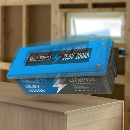 [EU Direct] GELEIPU 24V 25.6V 200Ah LiFePO4 Battery, 5120Wh Rechargeable Lithium Battery Built-in 100A BMS, Perfect for Trolling Motor Solar System