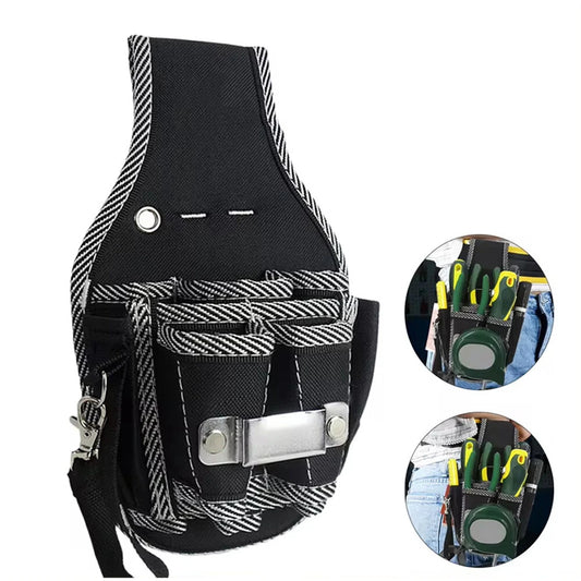 9 Pocket Electrician Tool Bag 600D Nylon Fabric Waist-Hanging Reinforced Edges Versatile Utility Pouch for Professionals