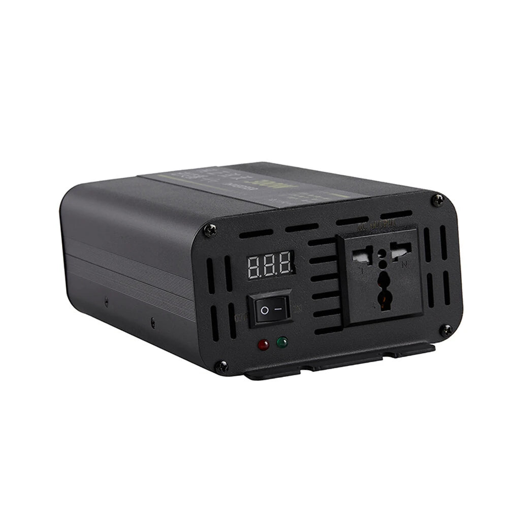 300W Pure Sine Wave Power Inverter 12V 24V to 220V AC Aluminum Alloy Case with Cooling Fan Remote Control High Efficiency 90% for Car RV Solar Overload Short Circuit Protection