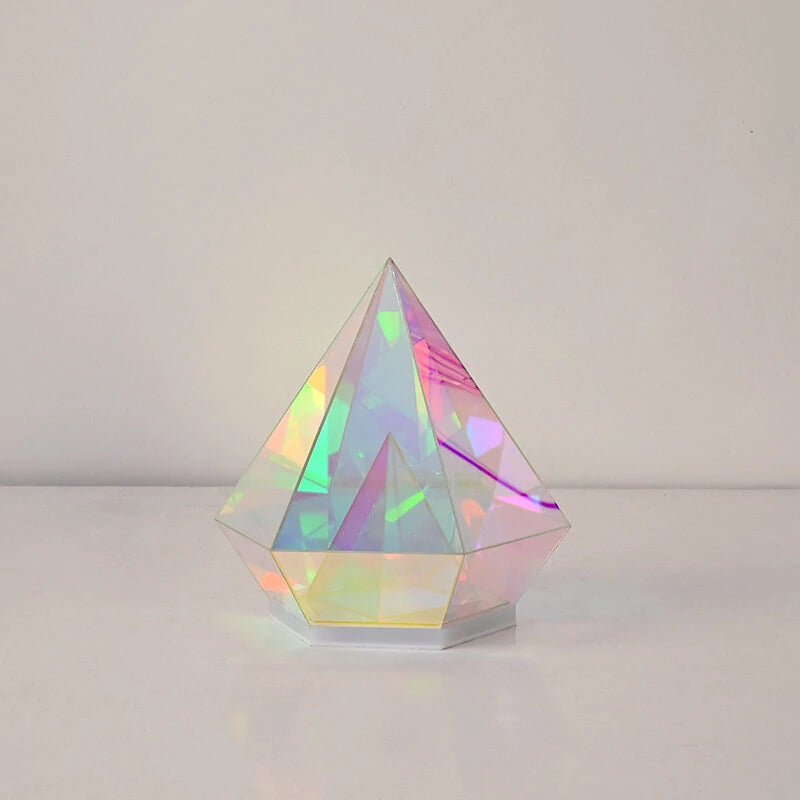 LED Pyramid Diamond Bedroom Decor RGB Night Light USB Color Dimming Atmosphere Lamp Remote Control Home Bedroom Decoration Birthday Gift Decorative Lamp
