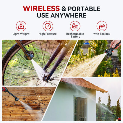 Andeman Cordless Pressure Washer with 2 x 3.0Ah Batteries, 800 PSI 1.5 GPM Portable Pressure Washer with 6 in 1 Nozzles, Power Washer for Cars, Fences, Driveways, Home, Patios