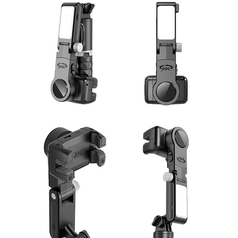 ToKQi Q18 Handheld Mobile Phone Gimbal Stabilizer bluetooth Selfie Stick Holder with Fill Light for iPhone Huawei Xiaomi