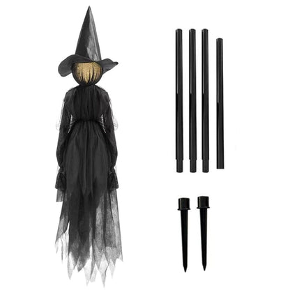 Elfeland 1/3pcs Faceless Voice-Activated Floating Witch Decor with 7-Color Glowing Head & Sound Effects Life-Size Scary Halloween Prop