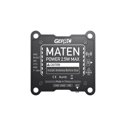 GEPRC MATEN Long-Range High-Power 5.8G FPV Transmitter, 25-2500mW 72CH IRC Tramp, Pit Mode, Built-in Microphone, MMCX