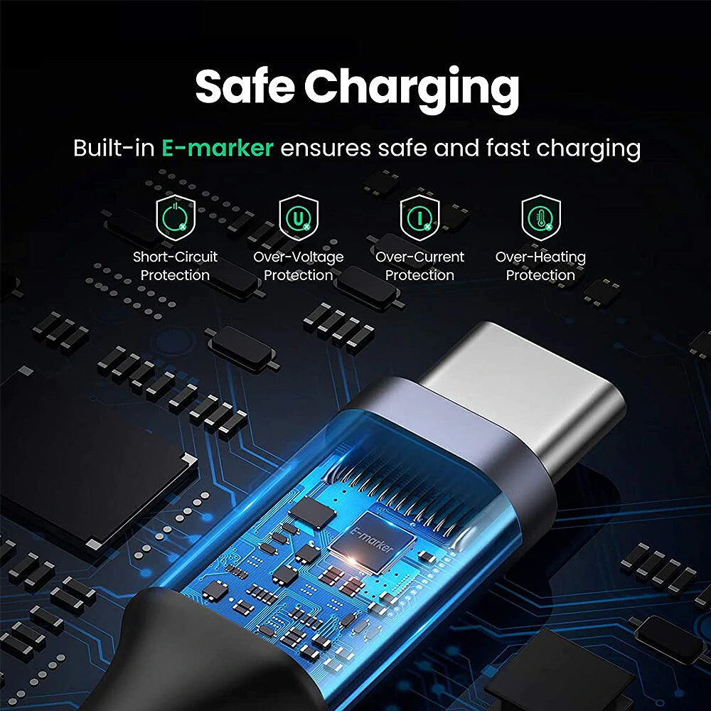 Pobod 100W Type-C to Type-C Cable 10Gbps Fast Data Transmission Support 4K/8K Display 0.5M/1M/2M Long for Phone Tablet TV