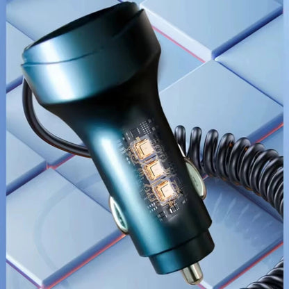 3 In 1 Car Multi-function 2 Ports 55W USB Car Charger Fast Charging USB Retractable Charging Cable with Voltage Display