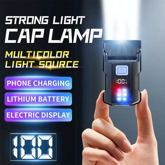 Bikight COB+SMD LED Super Bright Flashlight USB Charging Portable Camping Lantern Power Display Mini Emergency Lantern for Night Running