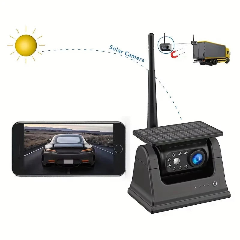 9600mAh Solar Lithium Battery WiFi Wireless Backup Camera System Real Time Monitoring Wireless Backup Camera Bus Van Truck RV
