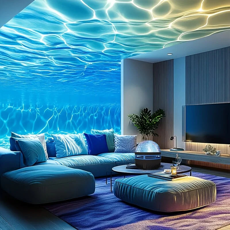 LED Ocean Wave Projector LED Night Light USB Rechargeable Ripple Atmosphere Lamp for Bedroom, Home Theater, Room Decoration, Holiday Gift, Wedding